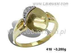 Złoty Pierścionek z cyrkoniami żółte złoto próby 585 - 416