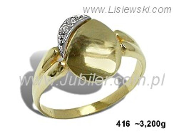 Złoty Pierścionek z cyrkoniami żółte złoto próby 585 - 416