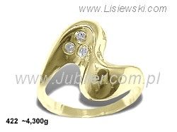 Złoty Pierścionek z cyrkoniami żółte złoto proba 585 - 422