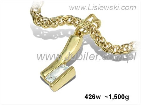 Złota zawieszka Wisiorek z cyrkonią żółte złoto 585 - 426w