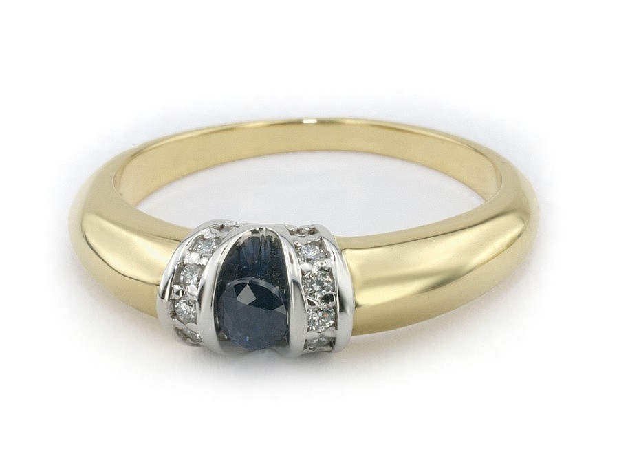 Pierścionek z szafirem i brylantami promocja - 435skW_pro — zdjęcie 2