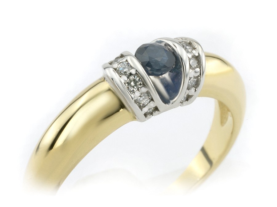 Pierścionek z szafirem i brylantami promocja - 435skW_pro — zdjęcie 3