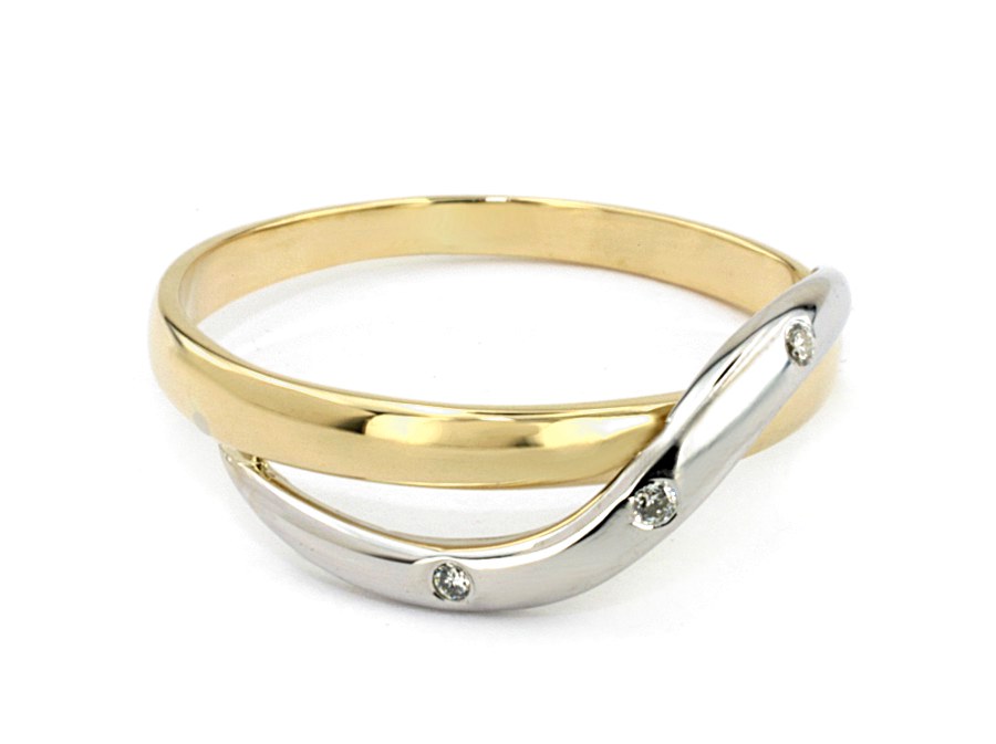 Pierścionek z diamentami żółte i białe złoto - 442bbr — zdjęcie 3