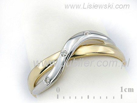 Pierścionek z diamentami żółte i białe złoto 585 - 442bbr