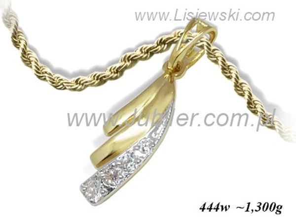 Złota zawieszka Wisiorek z cyrkoniami żółte złoto 585 - 444w