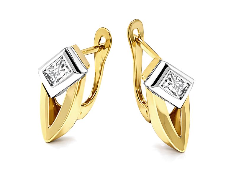 Złote kolczyki z cyrkoniami żółte złoto - 450k