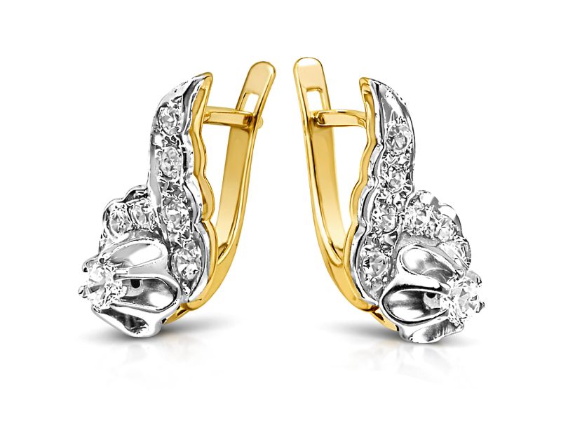 Kolczyki z cyrkoniami z żółtego i białego złota - 461k