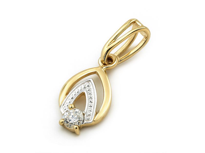 Złota zawieszka z brylantem - 471wbr_Si_H
