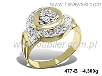 Złoty Pierścionek z cyrkoniami białe złoto proba 585 - 477b - 1