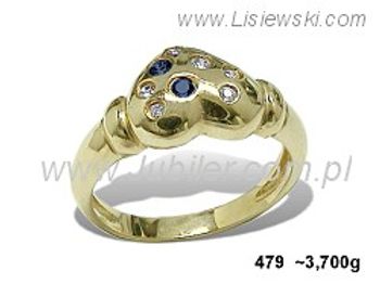 Złoty Pierścionek z cyrkoniami żółte złoto i spinelami - 479 - 1