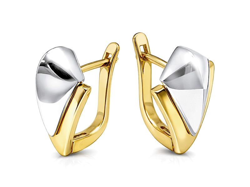 Złote kolczyki żółte złoto z elementami białe złoto - 481k