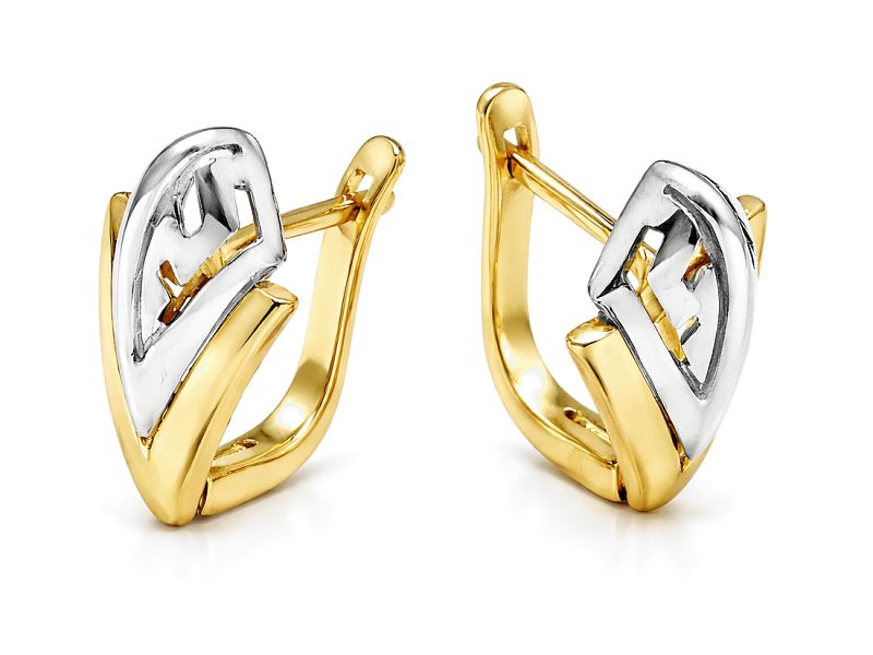 Złote kolczyki żółte złoto z elementami białe złoto - 482k