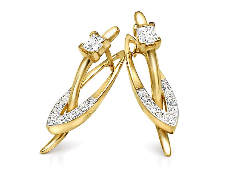 Złote kolczyki z cyrkoniami - 484k