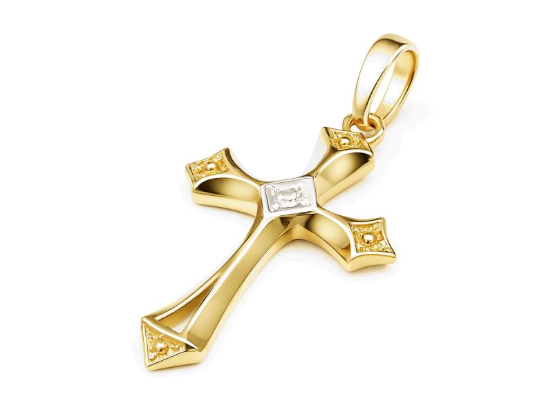Złoty krzyżyk z brylantem - 48m_br