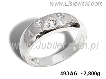 Pierścionek srebrny z cyrkoniami biżuteria srebrna - 493ag - 1