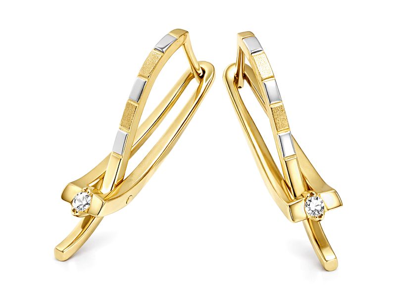 Złote kolczyki z brylantami - 497kbr_SI_H