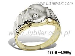 Pierścionek z cyrkonią białe i żółte złoto próba 585 - 498b - 1