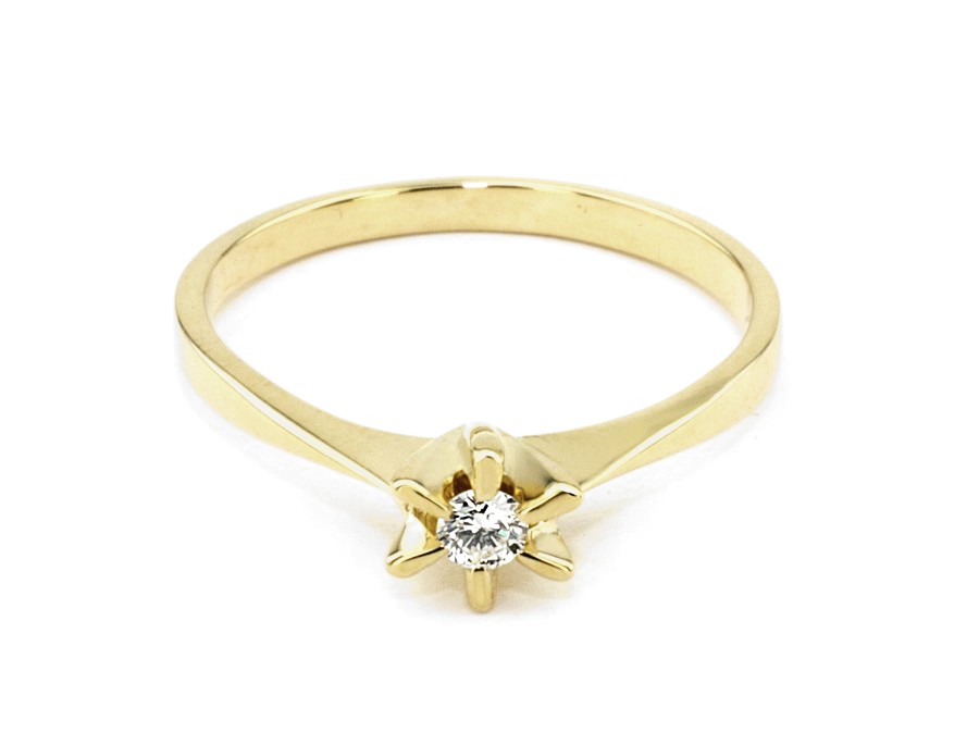 Złoty pierścionek z brylantem żółte złoto - 4a_br — zdjęcie 3