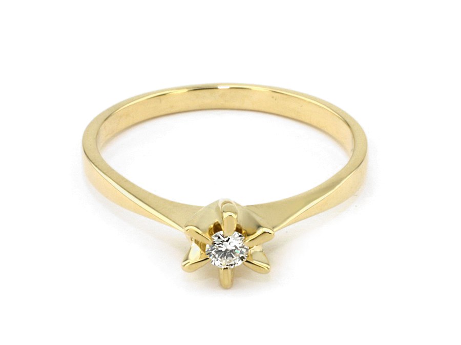 Złoty pierścionek z brylantem żółte złoto - 4a_br_Si_H — zdjęcie 3