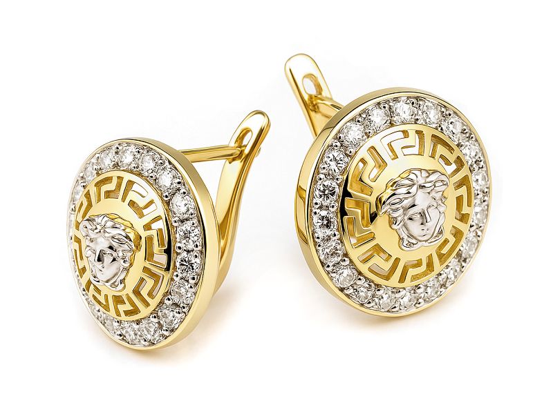 Złote kolczyki cyrkonie żółte złoto - 501k