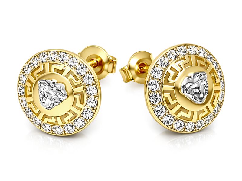 Złote kolczyki cyrkonie żółte złoto - 502k