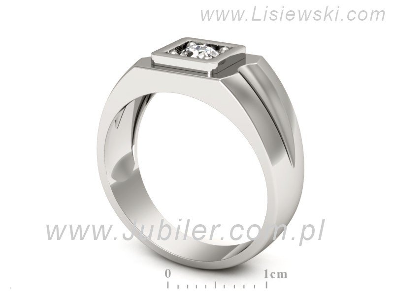 Sygnet męski złoty z brylantem - 508bb — zdjęcie 3