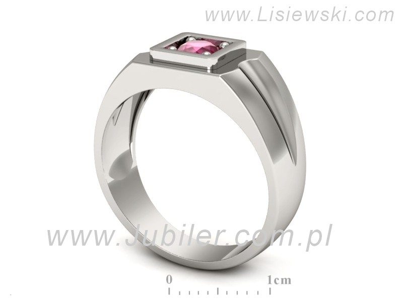 Sygnet męski złoty z rubinem - 508bbr — zdjęcie 3