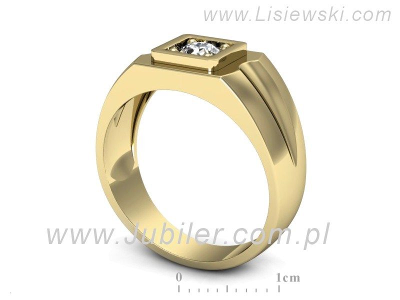 Sygnet męski złoty z brylantem - 508bz — zdjęcie 3