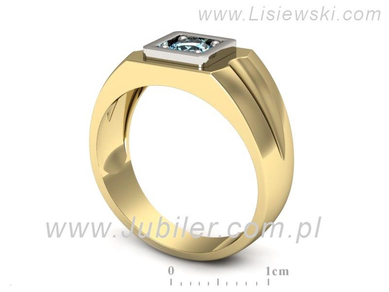 Sygnet męski złoty rodowy z topazem - 508bzbtp — zdjęcie 3