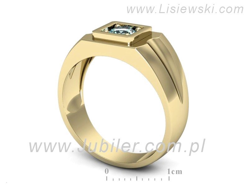 Sygnet męski złoty z topazem - 508bztp — zdjęcie 3