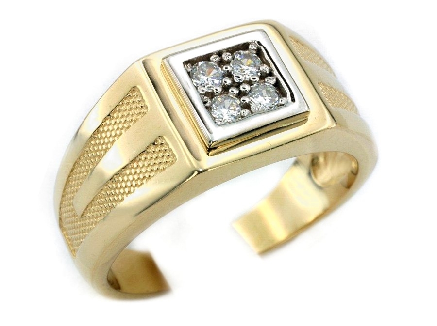 Sygnet męski złoty z cyrkoniami - 511b_7_2_syg