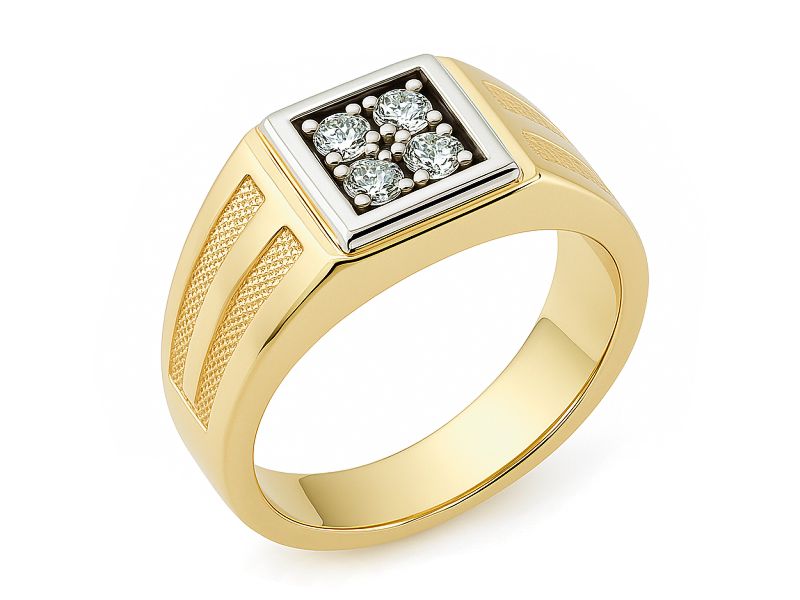 Sygnet męski złoty z brylantami - 511b_7_2_sygbr