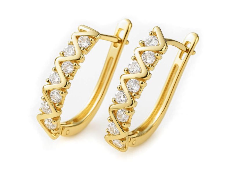 Złote kolczyki z brylantami żółte złoto - 518_br