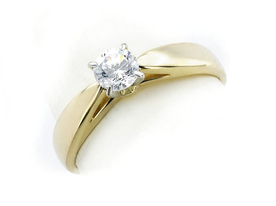 Pierścionek z brylantem białe i żółte złoto - 518bbr_SI_H — zdjęcie 3