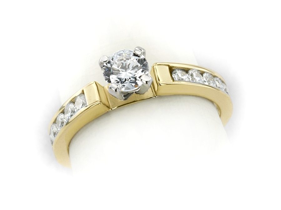 Pierścionek z brylantami białe i żółte złoto - 523bbr_VS_G — zdjęcie 3