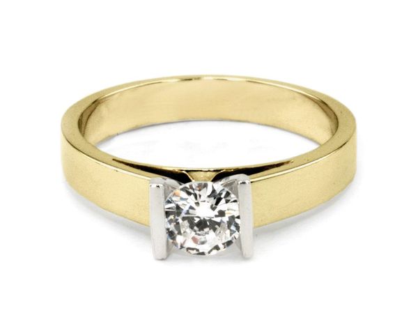 Pierścionek z diamentem żółte i białe złoto - 527bbr_SI_H