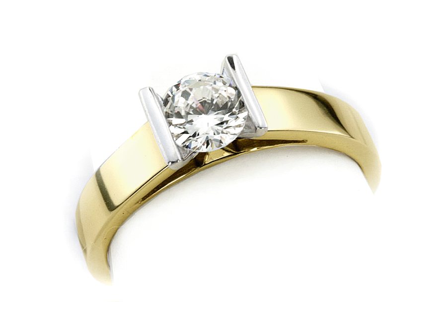 Pierścionek z diamentem żółte i białe złoto - 527bbr_VS_H — zdjęcie 3