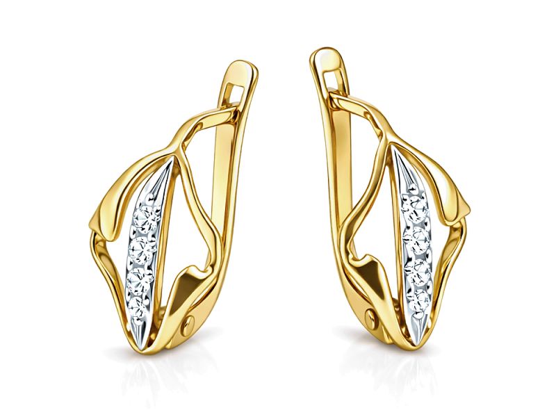 Złote kolczyki z cyrkoniami - 529