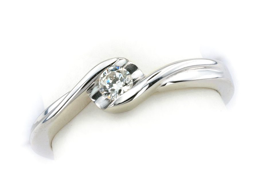 Pierścionek zaręczynowy z brylantem z palladu - 530bbr_pll — zdjęcie 3