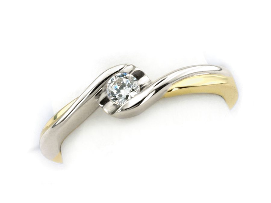 Pierścionek z brylantem białe i żółte złoto - 530bbr_VS_H — zdjęcie 3