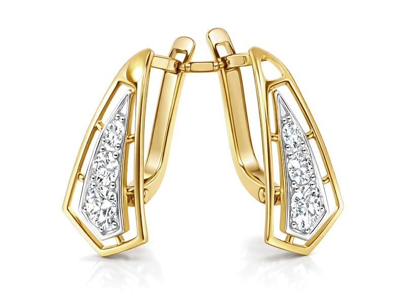 Złote kolczyki z cyrkoniami - 532