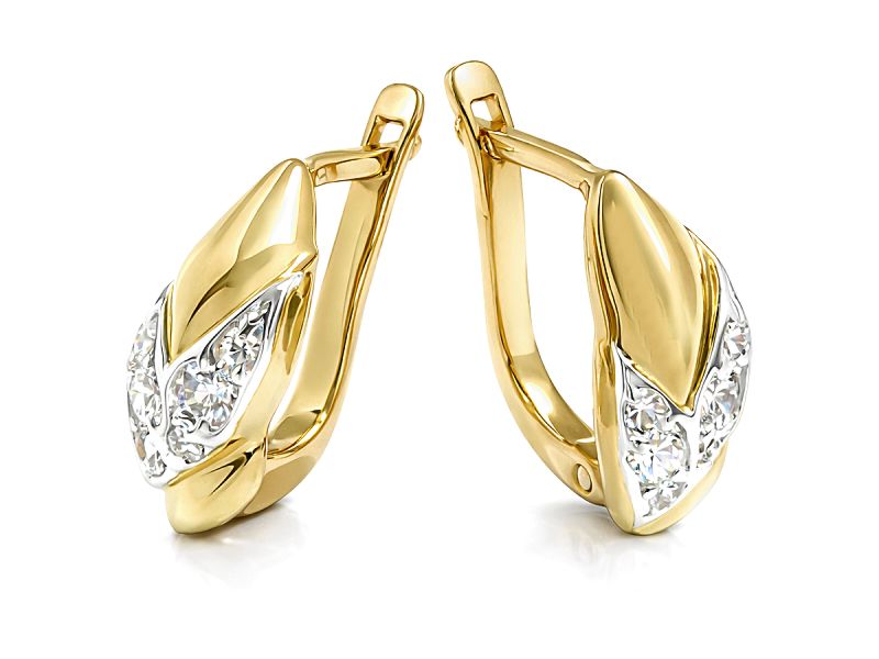 Złote kolczyki z cyrkoniami - 536