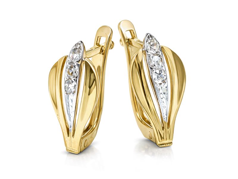 Złote kolczyki z cyrkoniami - 539