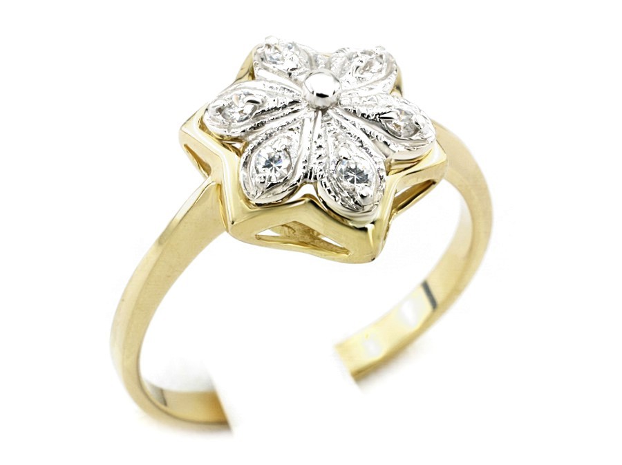 Pierścionek złoty z elementami białego złota - 53bp