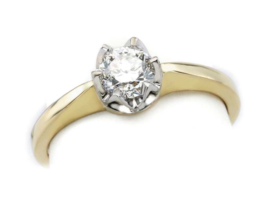 Pierścionek z brylantem białe i żółte złoto - 540bbr_P_H — zdjęcie 3