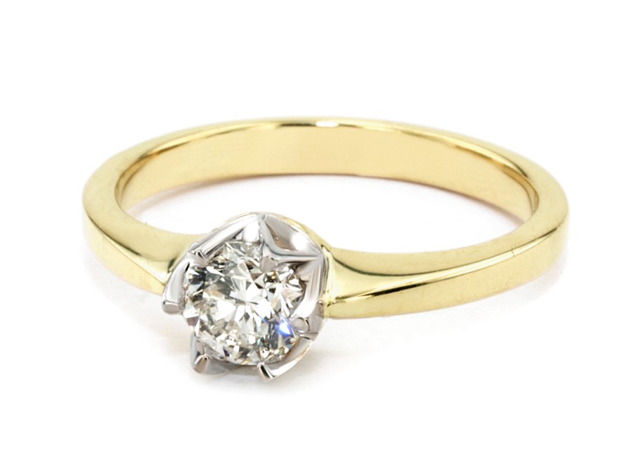 Pierścionek z brylantem białe i żółte złoto - 540bbr_SI_H — zdjęcie 2