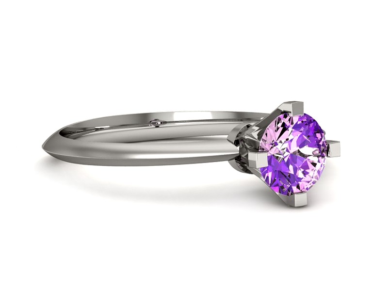 Złoty pierścionek z ametystem białe złoto - 541bbat — zdjęcie 2