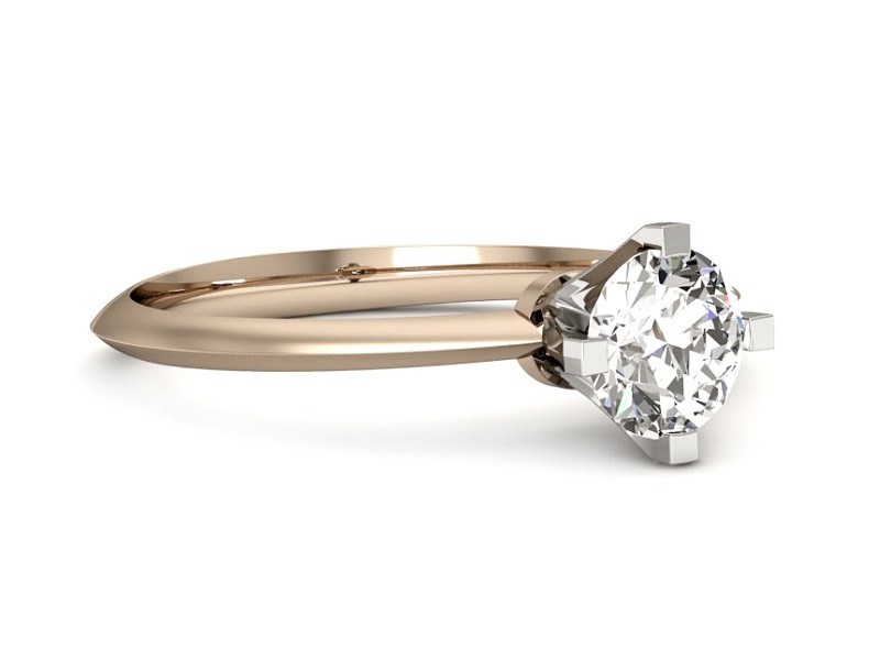 Pierścionek z brylantem różowe i białe złoto - 541bcb — zdjęcie 2