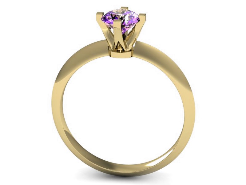 Złoty pierścionek z ametystem żółte złoto - 541bzat — zdjęcie 3