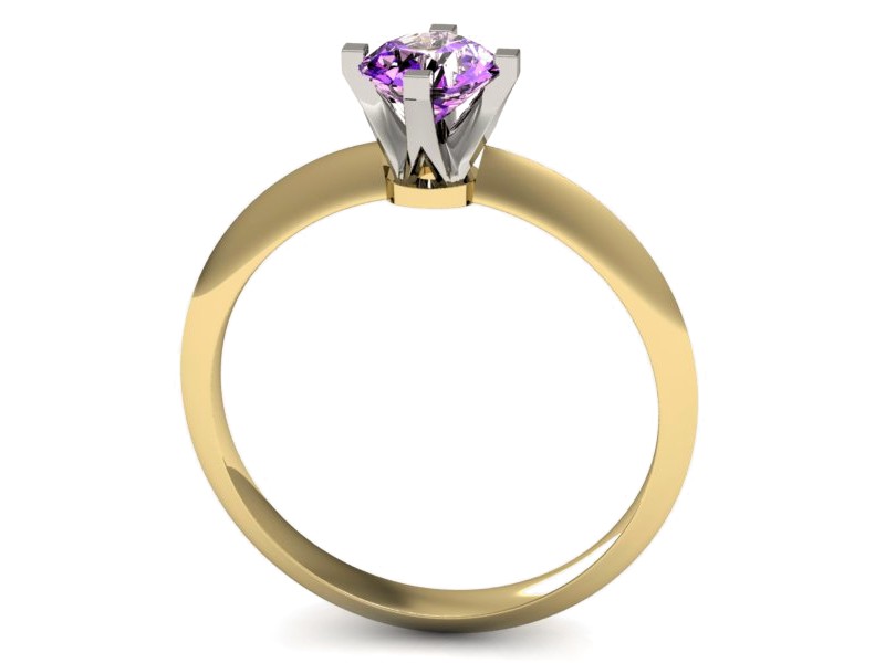 Pierścionek złoty z ametystem złoto dwukolorowe - 541bzbat — zdjęcie 3